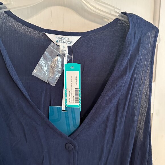 | Market & Spruce | Blue Sleeveless Front Tie Top - Picture 2 of 5